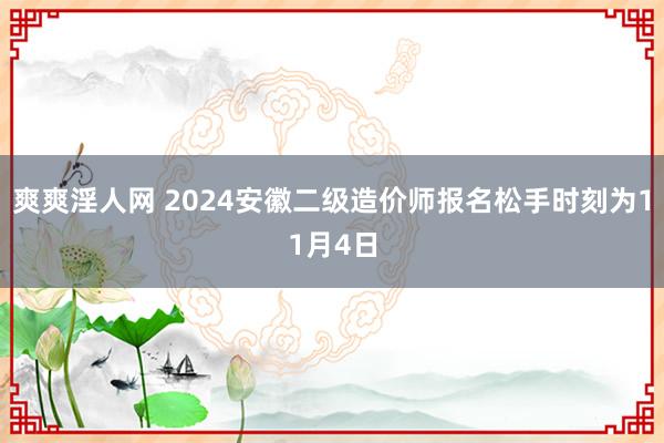 爽爽淫人网 2024安徽二级造价师报名松手时刻为11月4日
