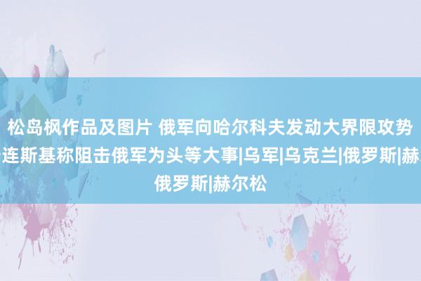 松岛枫作品及图片 俄军向哈尔科夫发动大界限攻势，泽连斯基称阻击俄军为头等大事|乌军|乌克兰|俄罗斯|赫尔松