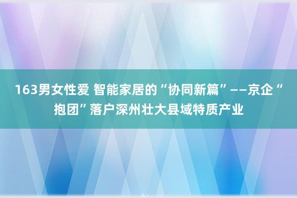 163男女性爱 智能家居的“协同新篇”——京企“抱团”落户深州壮大县域特质产业