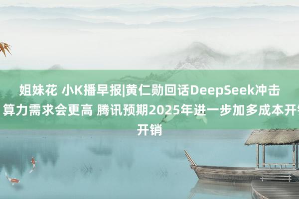 姐妹花 小K播早报|黄仁勋回话DeepSeek冲击：算力需求会更高 腾讯预期2025年进一步加多成本开销