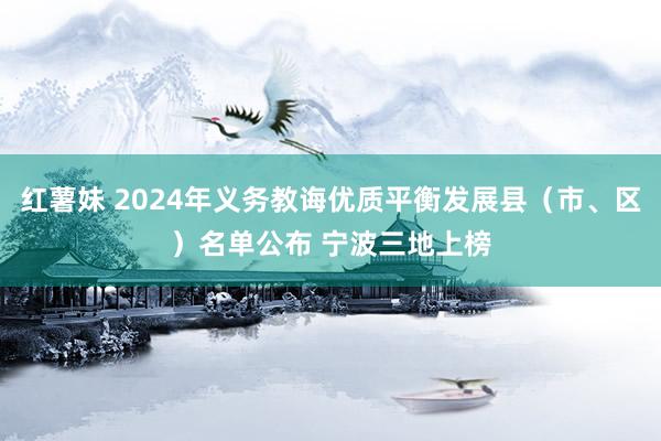 红薯妹 2024年义务教诲优质平衡发展县（市、区）名单公布 宁波三地上榜