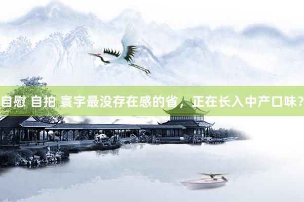 自慰 自拍 寰宇最没存在感的省，正在长入中产口味？