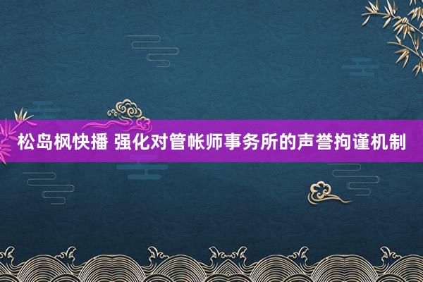 松岛枫快播 强化对管帐师事务所的声誉拘谨机制
