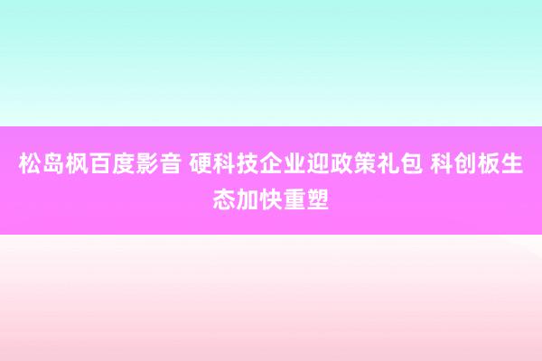 松岛枫百度影音 硬科技企业迎政策礼包 科创板生态加快重塑