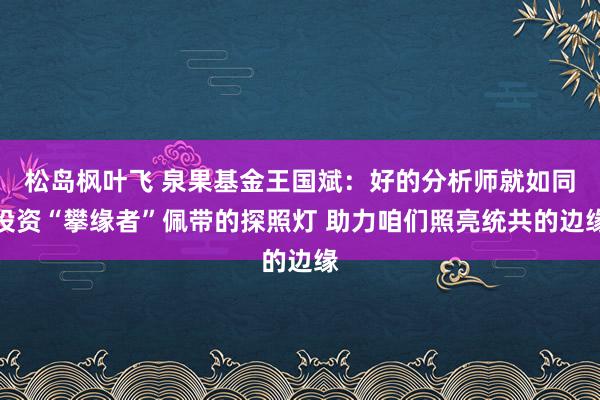 松岛枫叶飞 泉果基金王国斌：好的分析师就如同投资“攀缘者”佩带的探照灯 助力咱们照亮统共的边缘