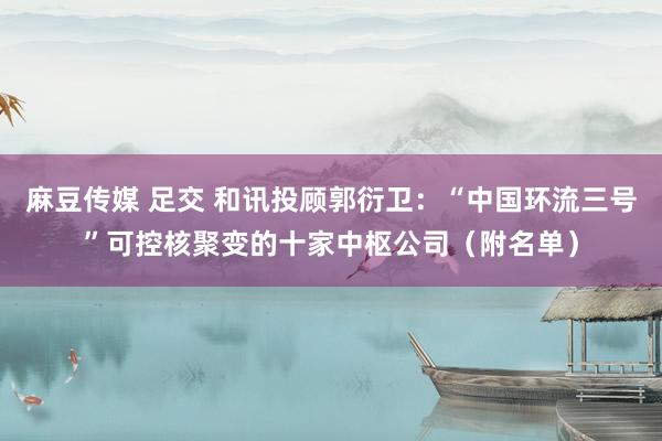 麻豆传媒 足交 和讯投顾郭衍卫：“中国环流三号”可控核聚变的十家中枢公司（附名单）